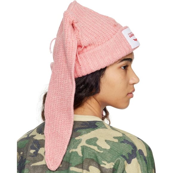 Women Black Cute Bunny Long Ear Slouchy Cat Crochet Fluffy Winter Warm Hat - Picture 6 of 7